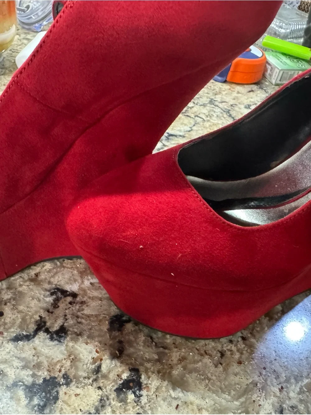 Qupid red suede platform pumps Size 8.5 (CL-3)